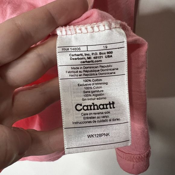 Carhartt Long Sleeve T-Shirt V-Neck Light Pink Base Layer Women's Size Medium - Picture 11 of 12